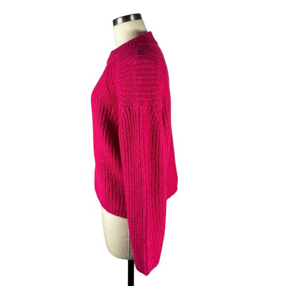 REBECCA MINKOFF Neon Pink Bold Heavy Knit Pullover Sweater Jumper Valerie M NWT - Picture 2 of 9